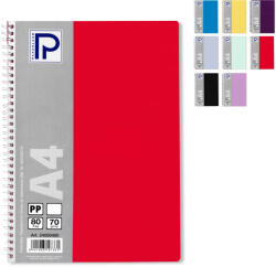 PAPERLAND Caiet cu spirala A4, 80 file, velin, coperta plastic, PAPERLAND PP400 turcoaz