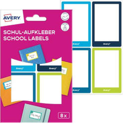 Avery Zweckform Füzetcímke, 68x46 mm, kézzel írható, AVERY ZWECKFORM, színes, 8 címke/csomag (AYSCHOOL8G) - tintasziget