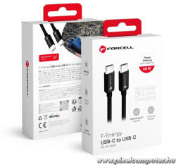  Forcell F-Energy C338 USB-C - USB-C Kábel - 60W, QC4.0, PD, 0, 5 m, Fekete (5903396219634)