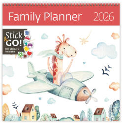 Dayliner Falinaptár képes 300 x 300 mm, fehér lapokkal Family Planner Dayliner 2026