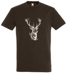 Top Póló (szarvasfej mintával) kereknyakú (100%pamut 190gr/m2) TOP, csokoládé, 2XL (TOP_PK-H_DEER_HEAD-2XL)