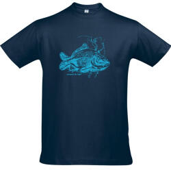 Top Póló (ponty mintával) kereknyakú (100%pamut 190gr/m2) TOP, sötétkék, XL (TOP_PK-H_CARP_2-0-XL)