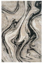  BLUR Black, fekete-bézs, absztrakt mintás, bársonyos felületű, kézi szövésű prémium szőnyeg 200x30 cm