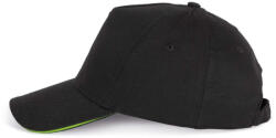 K-UP KP124 5 paneles kontrasztos baseball sapka - black/lime színben (kp124bl/li-u)
