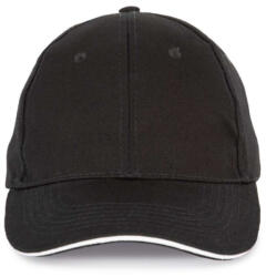 K-UP KP153 6 paneles kontrasztos baseball sapka - black/white színben (kp153bl/wh-u)
