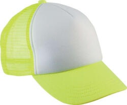 K-UP KP143 5 paneles gyerek kamionos baseball sapka - white/fluorescent yellow színben (kp143wh/fye-u)