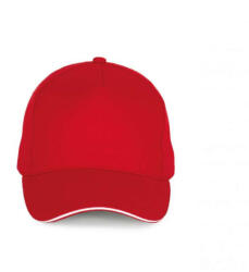 K-UP KP189 6 paneles kontrasztos pamut baseball sapka - red/white színben (kp189re/wh-u)