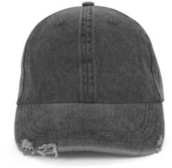K-UP KP235 6 paneles kopott hatású baseball sapka - washed black színben (kp235wbl-u)