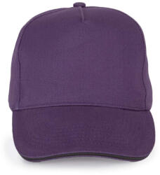 K-UP KP189 6 paneles kontrasztos pamut baseball sapka - purple/dark grey színben (kp189pu/dg-u)
