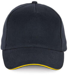K-UP KP189 6 paneles kontrasztos pamut baseball sapka - navy/yellow színben (kp189nv/ye-u)