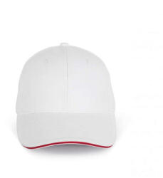 K-UP KP198 6 paneles organikus pamut baseball sapka - white/hibiscus red színben (kp198wh/hbr-u)