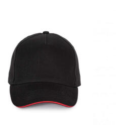 K-UP KP189 6 paneles kontrasztos pamut baseball sapka - black/red színben (kp189bl/re-u)