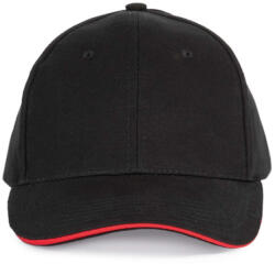K-UP KP153 6 paneles kontrasztos baseball sapka - black/red színben (kp153bl/re-u)
