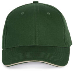 K-UP KP153 6 paneles kontrasztos baseball sapka - forest green/beige színben (kp153fo/be-u)