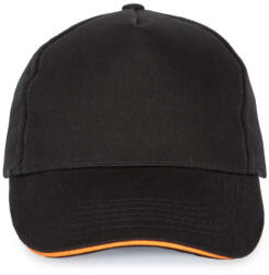 K-UP KP124 5 paneles kontrasztos baseball sapka - black/orange színben (kp124bl/or-u)