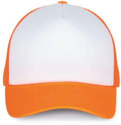 K-UP KP111 5 paneles kamionos mesh baseball sapka - white/fluorescent orange színben (kp111wh/for-u)