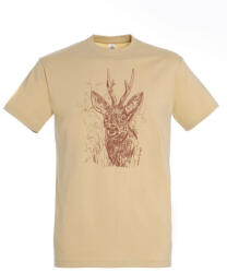 Top Póló (őz mintával) kereknyakú (100%pamut 190gr/m2) TOP, sand, XL (TOP_PK-H_ROE-XL)