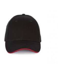 K-UP KP185 6 paneles kontrasztos baseball sapka - black/red színben (kp185bl/re-u)