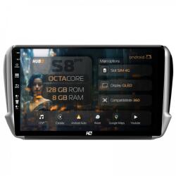 Alemarauto Navigatie Peugeot 208 / 2008 (2012-2019) 8GB RAM Android 13 Octacore Slot Sim 4G DSP GPS Wi-FI Carplay Android Auto USB Bluetooth Waze Touchscreen 10.1 Inch (HB-6410008+AD-BGRKIT258)