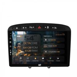  HUB64 - S4 Series Navigatie Peugeot 308 408 (2008-2013) 4GB RAM Android 13 Octacore Slot Sim 4G DSP GPS Wi-FI Carplay Android Auto USB Bluetooth Waze Touchscreen 9 inch (HB-649004+AD-BGRKIT265)