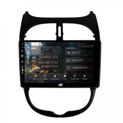 HUB64 - S4 Series LITE Navigatie Peugeot 206 (1998-2012) 4GB RAM Android 13 Quadcore DSP GPS Wi-FI Carplay Android Auto USB Bluetooth Waze Touchscreen 9 inch (HB-649004L+AD-BGRKIT262)