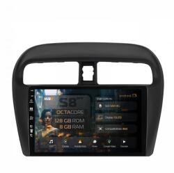 Alemarauto Navigatie Mitsubishi Space Star / Mirage / Attrage 8GB RAM Android 13 Octacore Slot Sim 4G DSP GPS Wi-FI Carplay Android Auto USB Bluetooth Waze Touchscreen 9 Inch (HB-649008+AD-BGRKIT267V3)