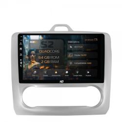HUB64 - S2 Series Navigatie Ford Focus MK2 (2004-2011) Clima Automata 2GB RAM Android 13 GPS Wi-FI Carplay Android Auto USB Bluetooth Radio Waze Touchscreen 9 inch (HB-649002+AD-BGRKIT117)