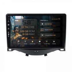 Alemarauto Navigatie Citroen C1 / Peugeot 108 /Toyota AYGO (2014-2022) 8GB RAM Android 13 Octacore Slot Sim 4G DSP GPS Wi-FI Carplay Android Auto USB Bluetooth Waze Touchscreen 9 Inch (HB-649008+AD-BGRKIT101)