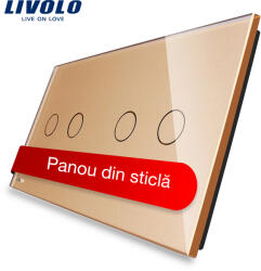 LIVOLO Panou intrerupator dublu+dublu cu touch Livolo din sticla SmartElectro IntelligentHouse (VL-P702/02-4A)
