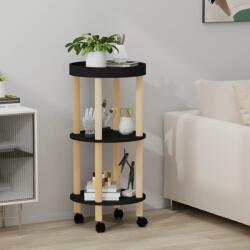 vidaXL 3-етажна количка черна 38x38x82 см инженерно дърво и бор масив (345601)