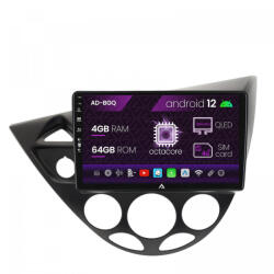 Autodrop Navigatie Ford Focus 1 (1998-2004), Android 12, Q-Octacore , 4GB RAM , 64GB ROM, 9 Inch - AD-BGQ9004, AD-BGRKIT112V2 (AD-BGQ9004+AD-BGRKIT112V2)