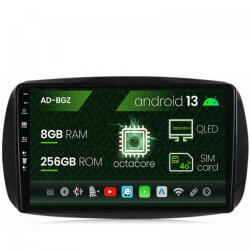 Autodrop Navigatie Smart For Two (2016-Prezent), Android 13, Z-Octacore , 8GB RAM , 256GB ROM, 9 Inch - AD-BGZ9008, AD-BGRKIT412 (AD-BGZ9008+AD-BGRKIT412)