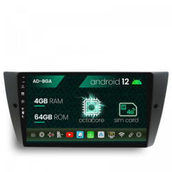 Autodrop Navigatie BMW Seria 3 E90, E91, E92, Android 12, A-Octacore , 4GB RAM , 64GB ROM, 9 Inch - AD-BGA9004, AD-BGRKIT391 (AD-BGA9004+AD-BGRKIT391)