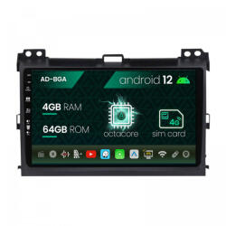 Autodrop Navigatie Toyota Prado J120 (2002 - 2010), Android 12, A-Octacore , 4GB RAM , 64GB ROM, 9 Inch - AD-BGA9004, AD-BGRKIT083 (AD-BGA9004+AD-BGRKIT083)