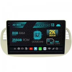 Autodrop Navigatie Fiat 500 (2007-2014), Android 13, X-Octacore , 8GB RAM , 256GB ROM, 9.5 Inch - AD-BGX9008, AD-BGRKIT362V2 (AD-BGX9008+AD-BGRKIT362V2)