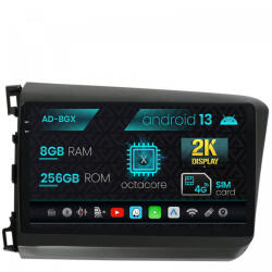 Autodrop Navigatie Honda Civic (2012-2015), Android 13, X-Octacore , 8GB RAM , 256GB ROM, 9.5 Inch - AD-BGX9008, AD-BGRKIT007 (AD-BGX9008+AD-BGRKIT007)