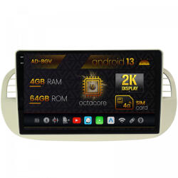 Autodrop Navigatie Fiat 500 (2007-2014), Android 13, V-Octacore , 4GB RAM , 64GB ROM, 9.5 Inch - AD-BGV9004, AD-BGRKIT362V2 (AD-BGV9004+AD-BGRKIT362V2)