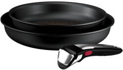 Tefal Set 3 piese Tefal Ingenio Excellence+, tigai de 22/26 cm, 1 maner detasabil, inductie, invelis antiaderent, indicator Thermo-Signal, tehnologie FUSION CORE, aluminiu, negru (3168430385146)