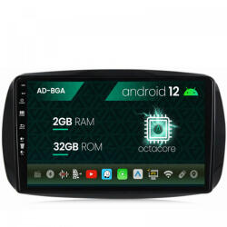 Autodrop Navigatie Smart For Two (2016-Prezent), Android 12, A-Octacore , 2GB RAM , 32GB ROM, 9 Inch - AD-BGA9002, AD-BGRKIT412 (AD-BGA9002+AD-BGRKIT412)