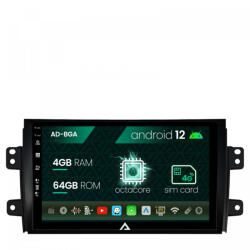 Autodrop Navigatie Suzuki SX4 , Fiat Sedici, Android 12, A-Octacore , 4GB RAM , 64GB ROM, 9 Inch - AD-BGA9004, AD-BGRKIT307 (AD-BGA9004+AD-BGRKIT307)