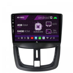 Autodrop Navigatie Peugeot 207, Android 12, Q-Octacore , 4GB RAM , 64GB ROM, 9 Inch - AD-BGQ9004, AD-BGRKIT263 (AD-BGQ9004+AD-BGRKIT263)