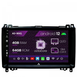 Autodrop Navigatie Mercedes Benz Sprinter, Viano, Vito, A, B Class, Crafter, Android 12, Q-Octacore , 4GB RAM , 64GB ROM, 9 Inch - AD-BGQ9004, AD-BGRKIT407 (AD-BGQ9004+AD-BGRKIT407)