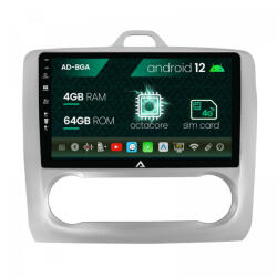 Autodrop Navigatie Ford Focus MK2 (2004-2011), Clima Automata, Android 12, A-Octacore , 4GB RAM , 64GB ROM, 9 Inch - AD-BGA9004, AD-BGRKIT117 (AD-BGA9004+AD-BGRKIT117)