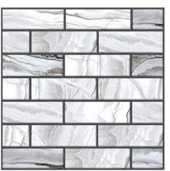 Avaleea 10 x 3D márvány utánzatú tapéta, téglalap alakú, konyha-nappali falára, könnyen tisztítható, vízálló, öntapadós, 30x30 cm, szürke (BRD135982)