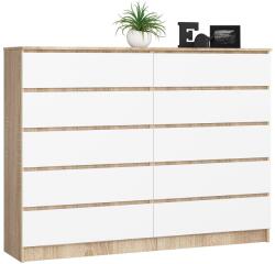  Komód K160 10sz Clp Pk Tölgy Sonoma / Fehér