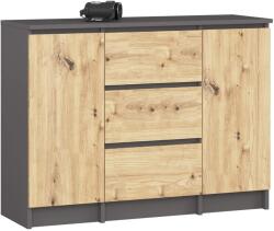  Komód K100 2d 3sz Pk Grafit Szürke / Artisan Tölgy