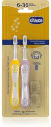 Chicco Toothbrush Set 6-36m periuta de dinti pentru copii Lilac-Mustard 6-36m 2 buc