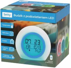Setty világoskék LED-es ébresztőóra JZ-212