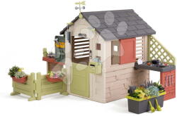 Smoby Căsuță cu atelier Nature Playhouse&Kitchen Life Smoby cu bucătărie extensibilă cu filtru UV de la 24 luni (SM810306-J) Casuta pentru copii