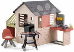 Smoby Căsuță cu masă pentru bucătărie Nature Playhouse&Kitchen Life Smoby cu bucătărie extensibilă, cu filtru UV de la 24 luni (SM810306-R) Casuta pentru copii